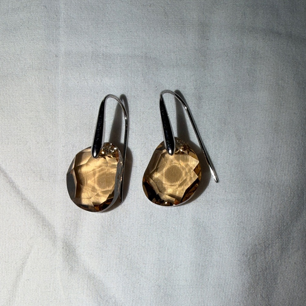 Swarovski Brown Crystal Drop Earrings - Women Jewelry
